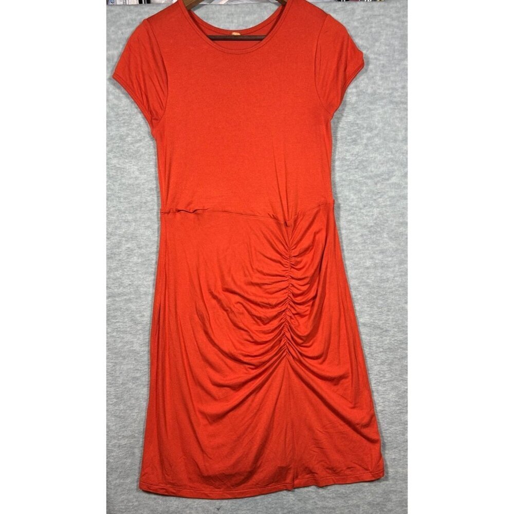 Free‎ People Orange Dress XS Ruched Front Detail Stretchy Comfortable